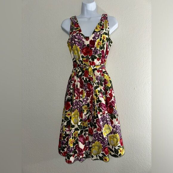 Yoana Baraschi Vintage Floral Tulip Button Down Dress 4 - Picture 1 of 9